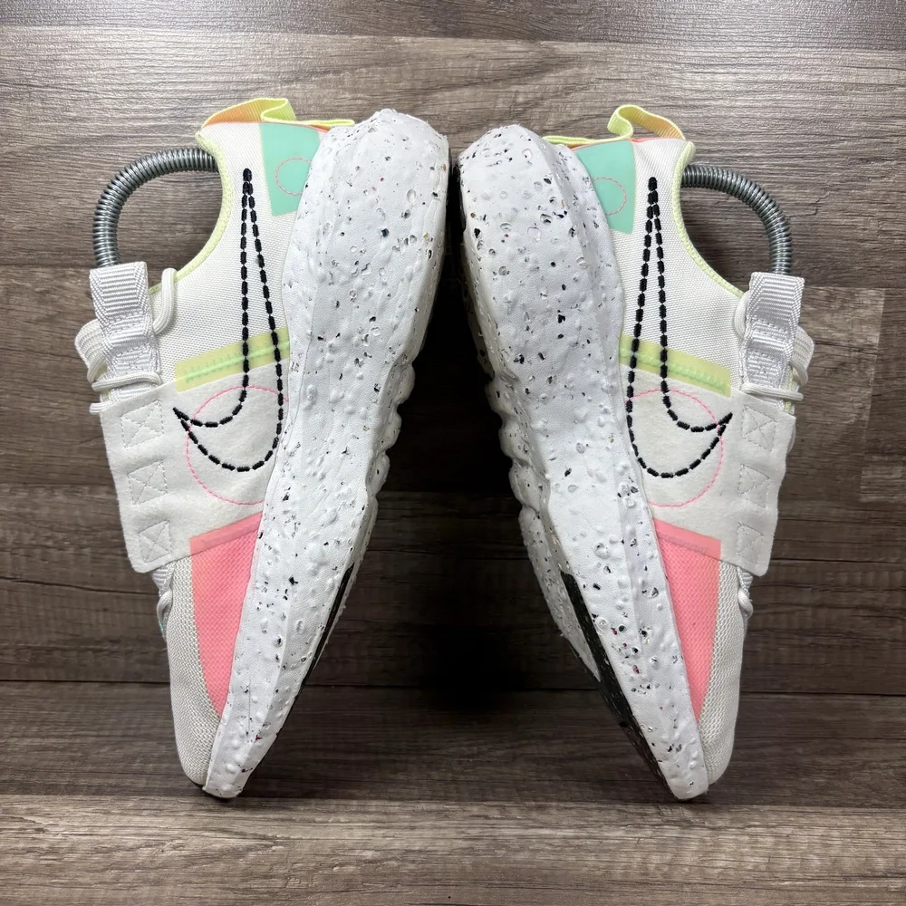 Nike Crater Impact White Pink Green Womens US Size 8.5 CW2386-101 Running Shoes